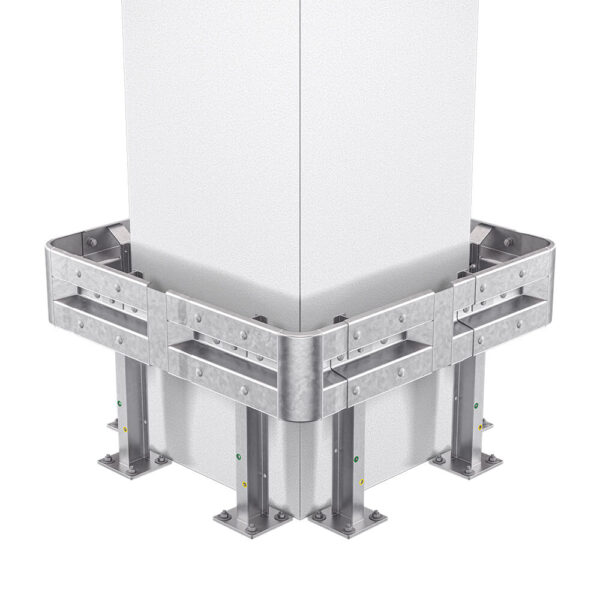 4-seitiger Säulenschutz-Komplett-Bausatz M75-1SP, außen 138 cm, innen 88 cm, Stahl, Profil B