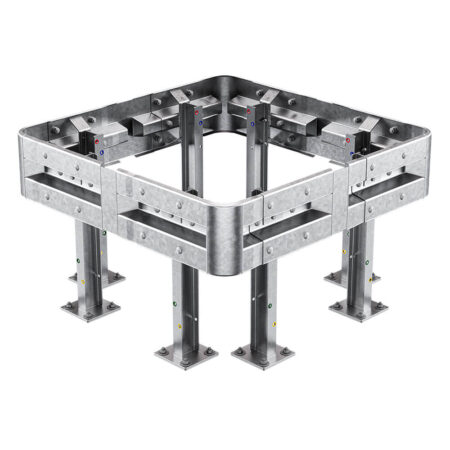 4-seitiger Säulenschutz-Komplett-Bausatz M75-1SP, außen 138 cm, innen 88 cm, Stahl, Profil B