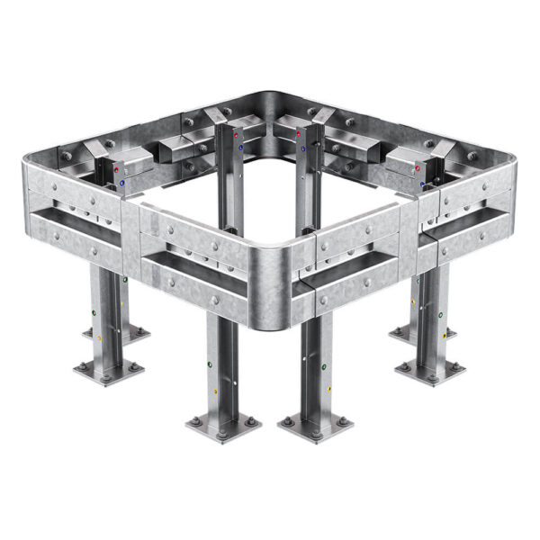 4-seitiger Säulenschutz-Komplett-Bausatz M75-1SP, außen 138 cm, innen 88 cm, Stahl, Profil B