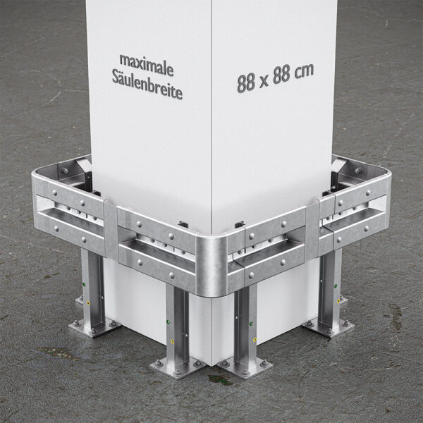 4-seitiger Säulenschutz-Komplett-Bausatz M75-1SP, außen 138 cm, innen 88 cm, Stahl, Profil B