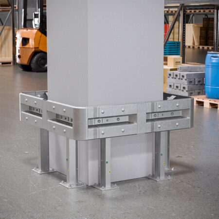 4-seitiger Säulenschutz-Komplett-Bausatz M75-1SP, außen 138 cm, innen 88 cm, Stahl, Profil B