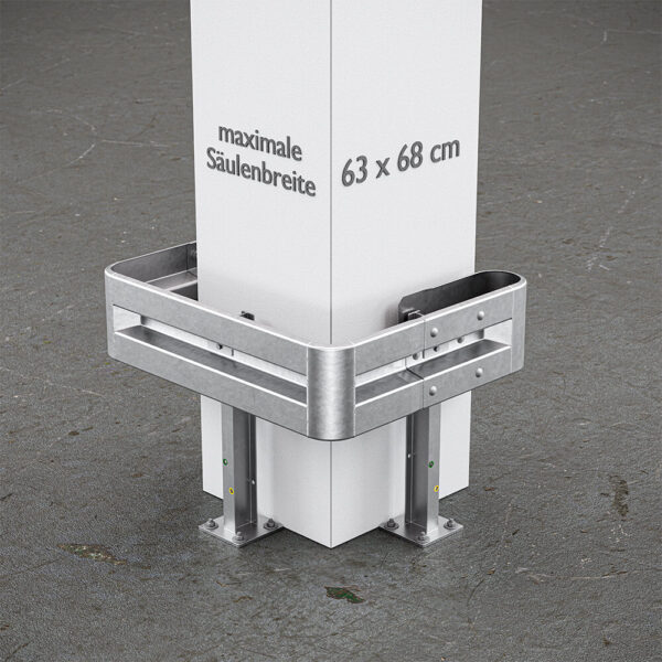 3-seitiger Säulenschutz-Komplett-Bausatz M75-1SP, außen 112x96 cm, innen 63x68 cm, Stahl, Profil B