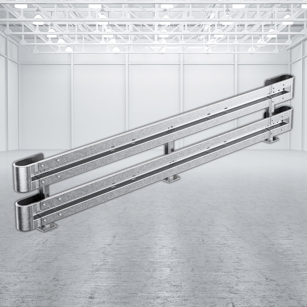 Leitplanken Komplett-Bausatz M75-2SP, 4,8 m, zum Aufschrauben, Stahl, Profil B