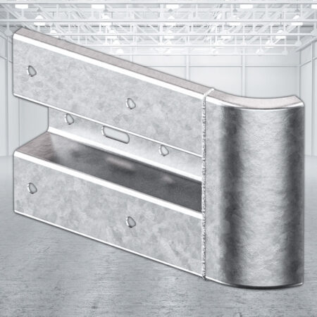 Anschlusskopfstück rechts für Leitplanken mit Profil B, Stahl, 55 cm