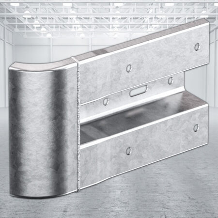 Anschlusskopfstück links für Leitplanken mit Profil B, Stahl, 55 cm