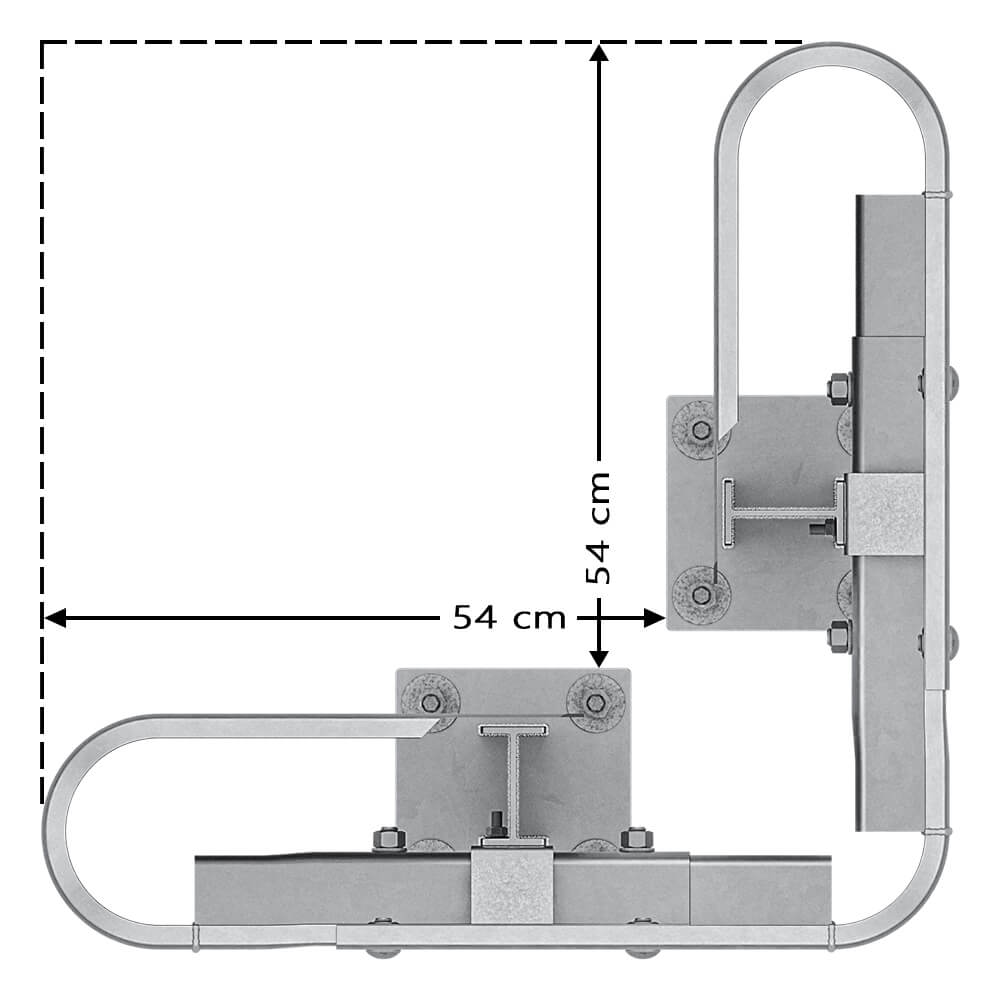 Außenwinkel-Komplett-Bausatz M50-2SP, 77 cm Seitenlänge, Aufschrauben, Stahl, Profil B
