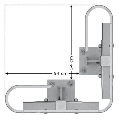 Außenwinkel-Komplett-Bausatz M100-3SP, 77 cm Seitenlänge, Aufschrauben, Stahl, Profil B
