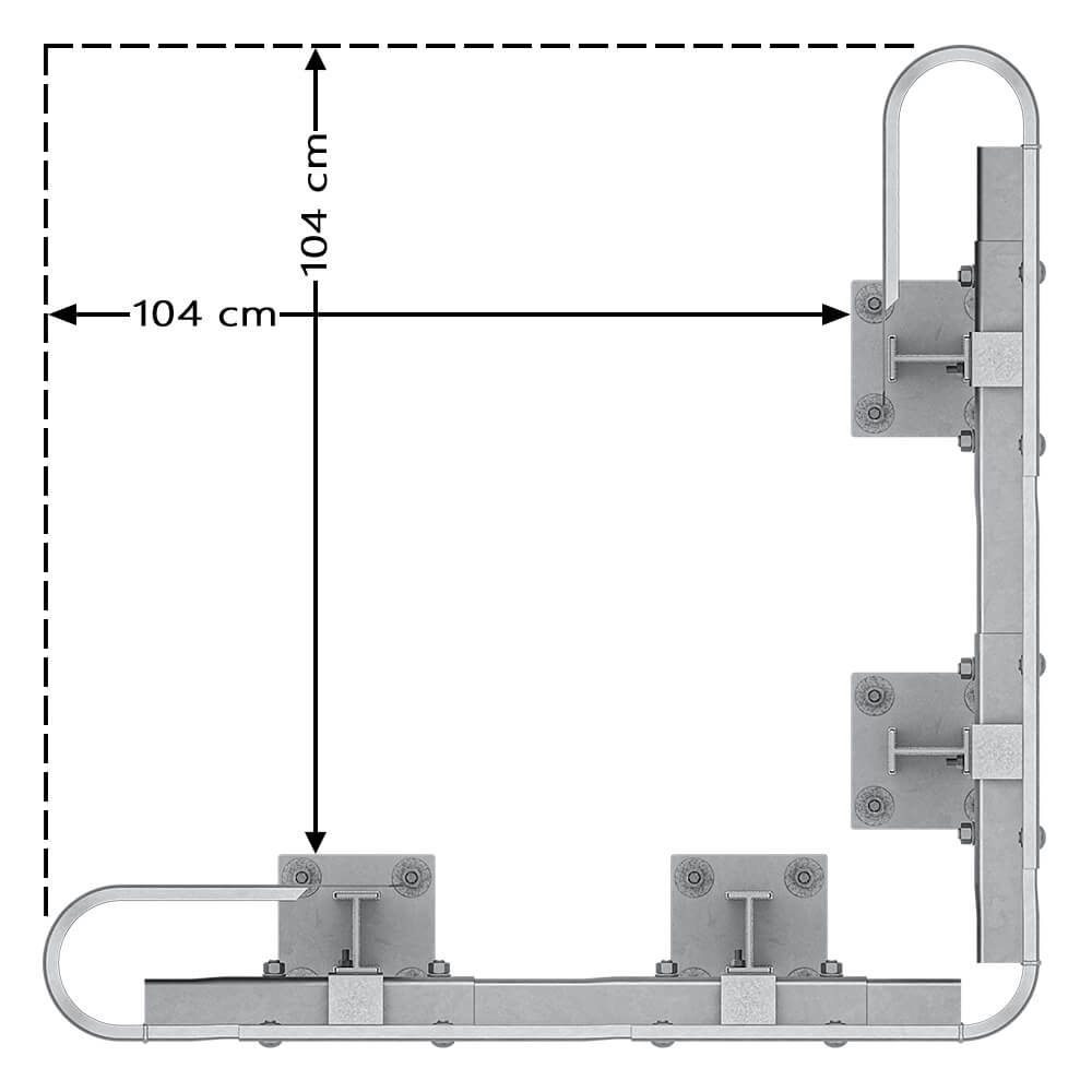 Außenwinkel-Komplett-Bausatz M50-2SP, 127 cm Seitenlänge, Aufschrauben, Stahl, Profil B