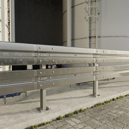 Leitplanke aus Stahl, 1,63 m Länge, mit Profil B nach RAL-RG 620 Standard