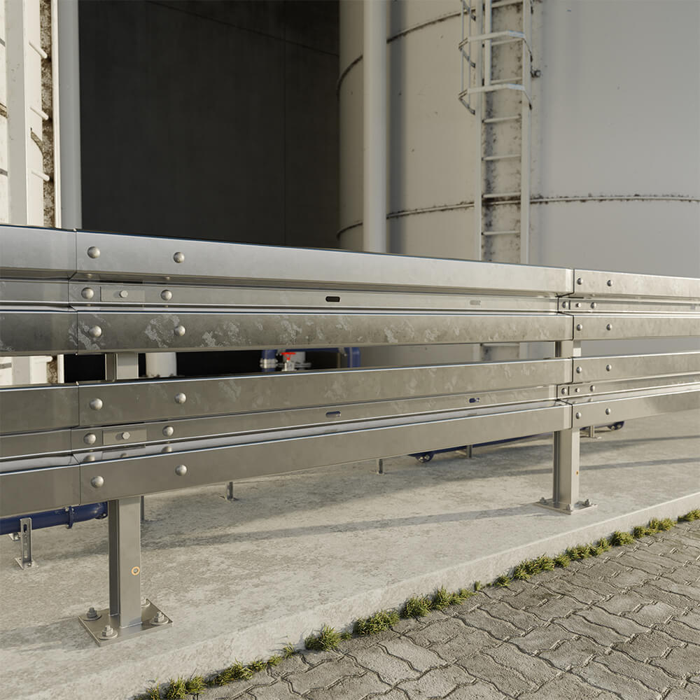 Leitplanke aus Stahl, 2,30 m Länge, mit Profil B nach RAL-RG 620 Standard