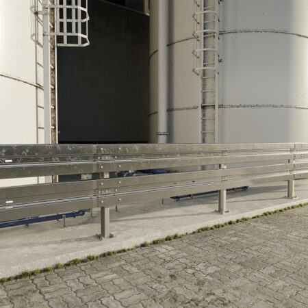 Leitplanke aus Stahl, 4,30 m Länge, mit Profil B nach RAL-RG 620 Standard