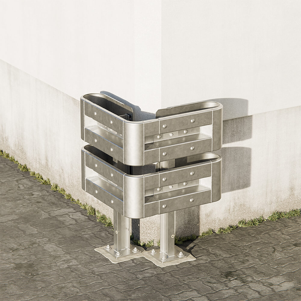 Außenwinkel-Komplett-Bausatz M100-2SP, 77 cm Seitenlänge, Aufschrauben, Stahl, Profil B
