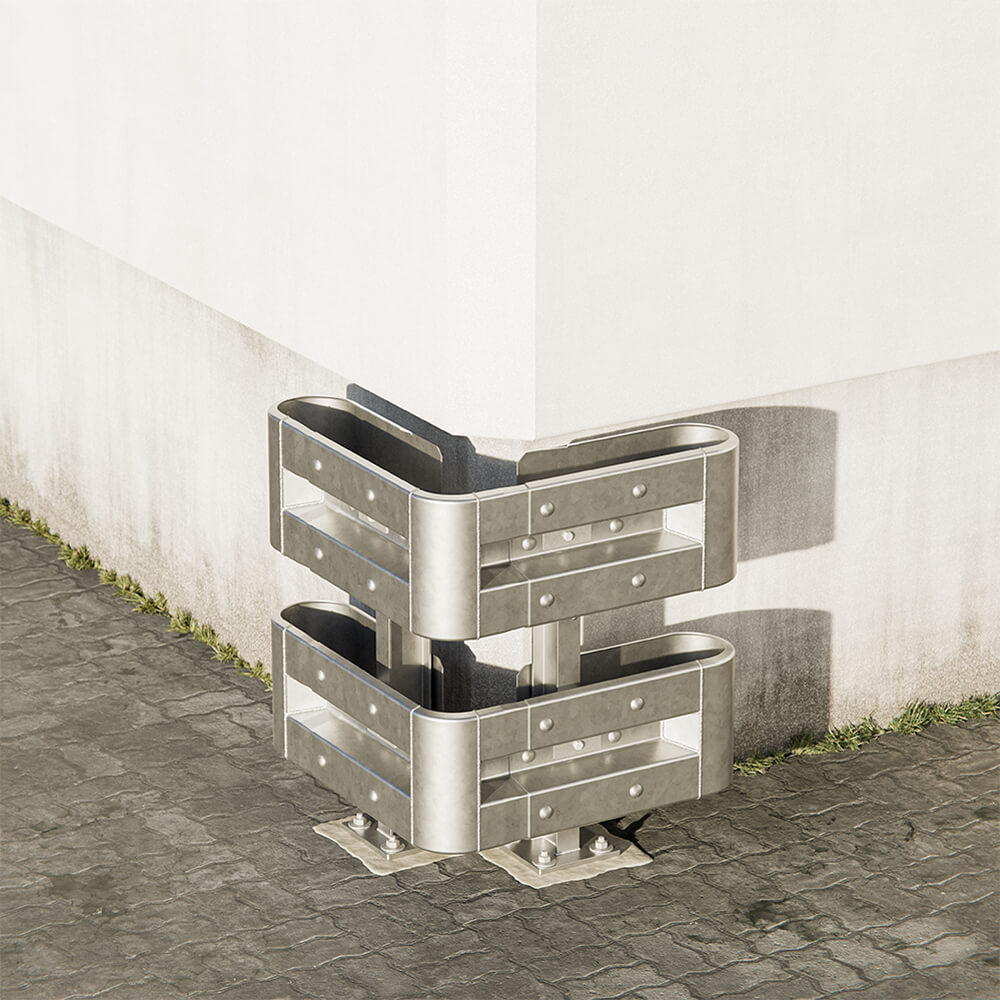 Außenwinkel-Komplett-Bausatz M75-2SP, 77 cm Seitenlänge, Aufschrauben, Stahl, Profil B