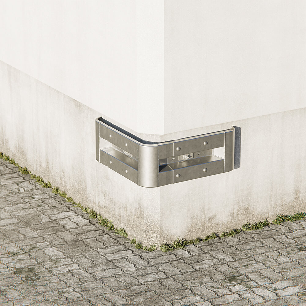 Außenwinkel-Komplett-Bausatz, 77 cm Seitenlänge, zur Wandbefestigung, zum Anschrauben