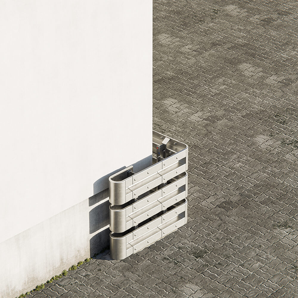 Außenwinkel-Komplett-Bausatz M100-3SP, 127cm Seitenlänge, Aufschrauben, Stahl, Profil B