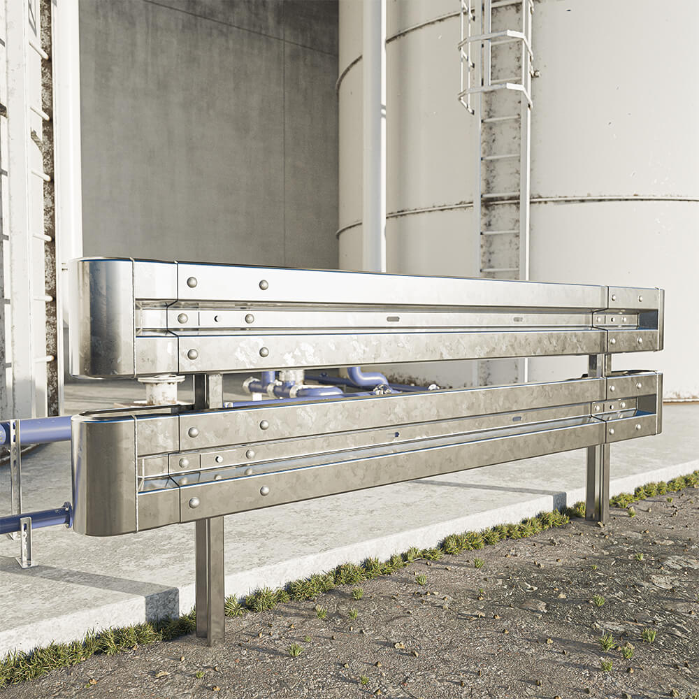 Leitplanken Komplett-Bausatz, 2-holmig, 2,80 m, zum Rammen, Stahl, Profil B