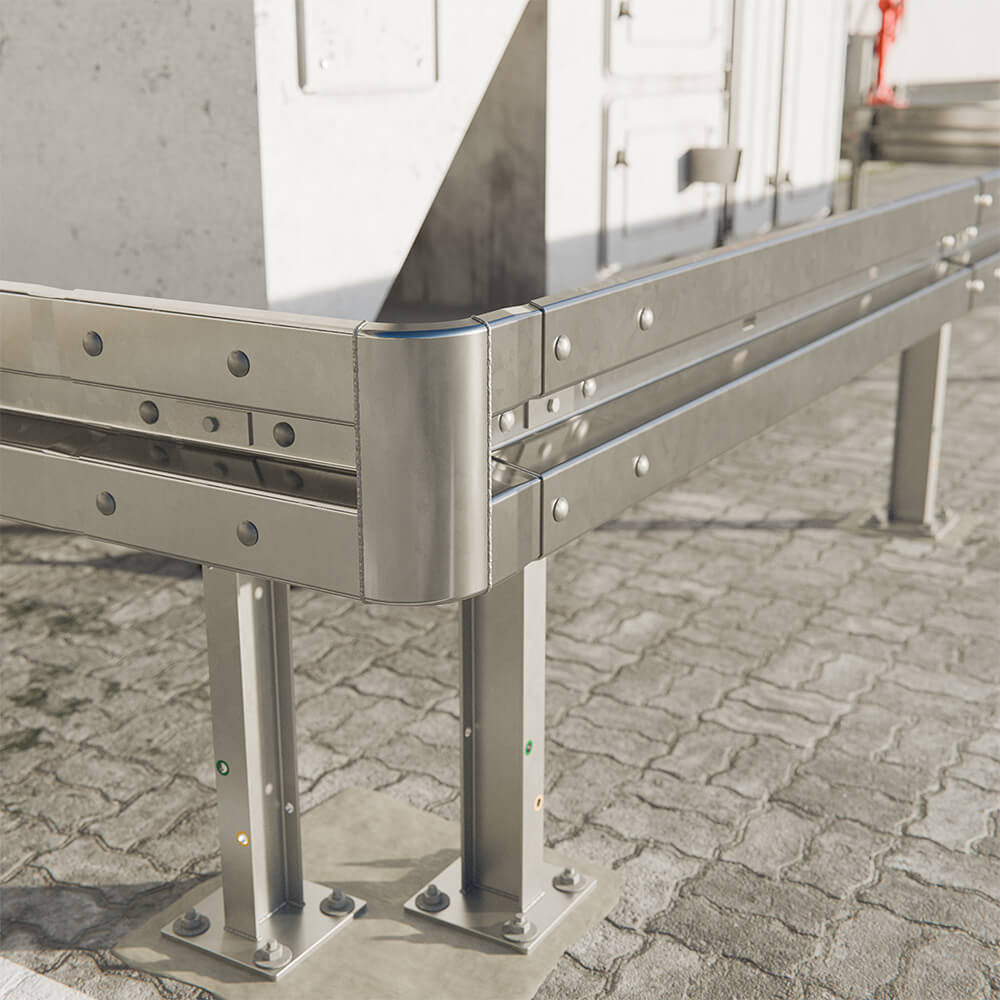Außenwinkel 90 Grad, für Stahlleitplanken mit Profil B, 52 cm Schenkellänge