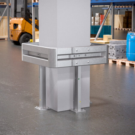 4-seitiger Säulenschutz-Komplett-Bausatz M100-1SP, außen 112 cm, innen 63 cm, Stahl, Profil B
