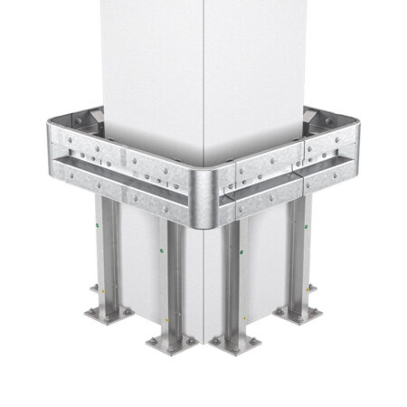 4-seitiger Säulenschutz-Komplett-Bausatz M100-1SP, außen 124 cm, innen 75 cm, Stahl, Profil B
