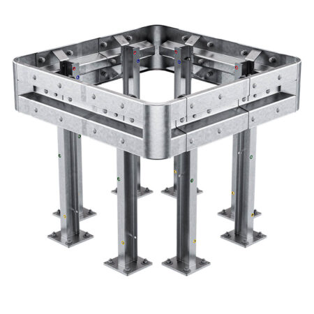 4-seitiger Säulenschutz-Komplett-Bausatz M100-1SP, außen 124 cm, innen 75 cm, Stahl, Profil B