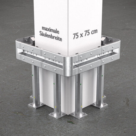 4-seitiger Säulenschutz-Komplett-Bausatz M100-1SP, außen 124 cm, innen 75 cm, Stahl, Profil B