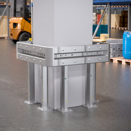 4-seitiger Säulenschutz-Komplett-Bausatz M100-1SP, außen 124 cm, innen 75 cm, Stahl, Profil B