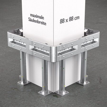 4-seitiger Säulenschutz-Komplett-Bausatz M100-1SP, außen 138 cm, innen 88 cm, Stahl, Profil B