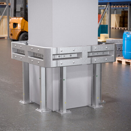 4-seitiger Säulenschutz-Komplett-Bausatz M100-1SP, außen 138 cm, innen 88 cm, Stahl, Profil B