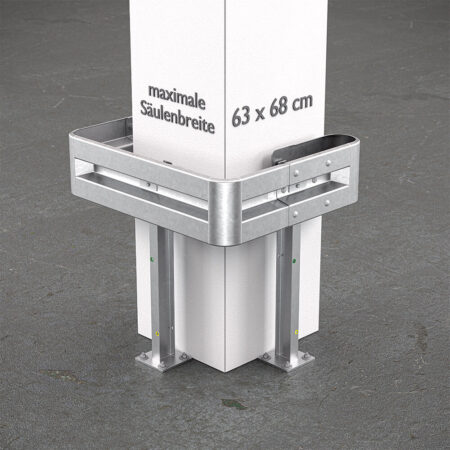 3-seitiger Säulenschutz-Komplett-Bausatz M100-1SP, außen 112x96 cm, innen 63x68 cm, Stahl, Profil B