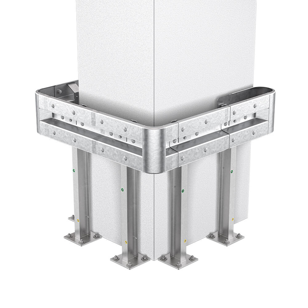 3-seitiger Säulenschutz-Komplett-Bausatz M100-1SP, außen 124x127cm, innen 75x101cm, Stahl, Profil B