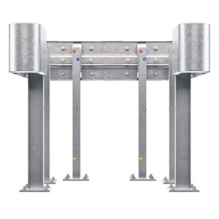3-seitiger Säulenschutz-Komplett-Bausatz M100-1SP, außen 124x127cm, innen 75x101cm, Stahl, Profil B