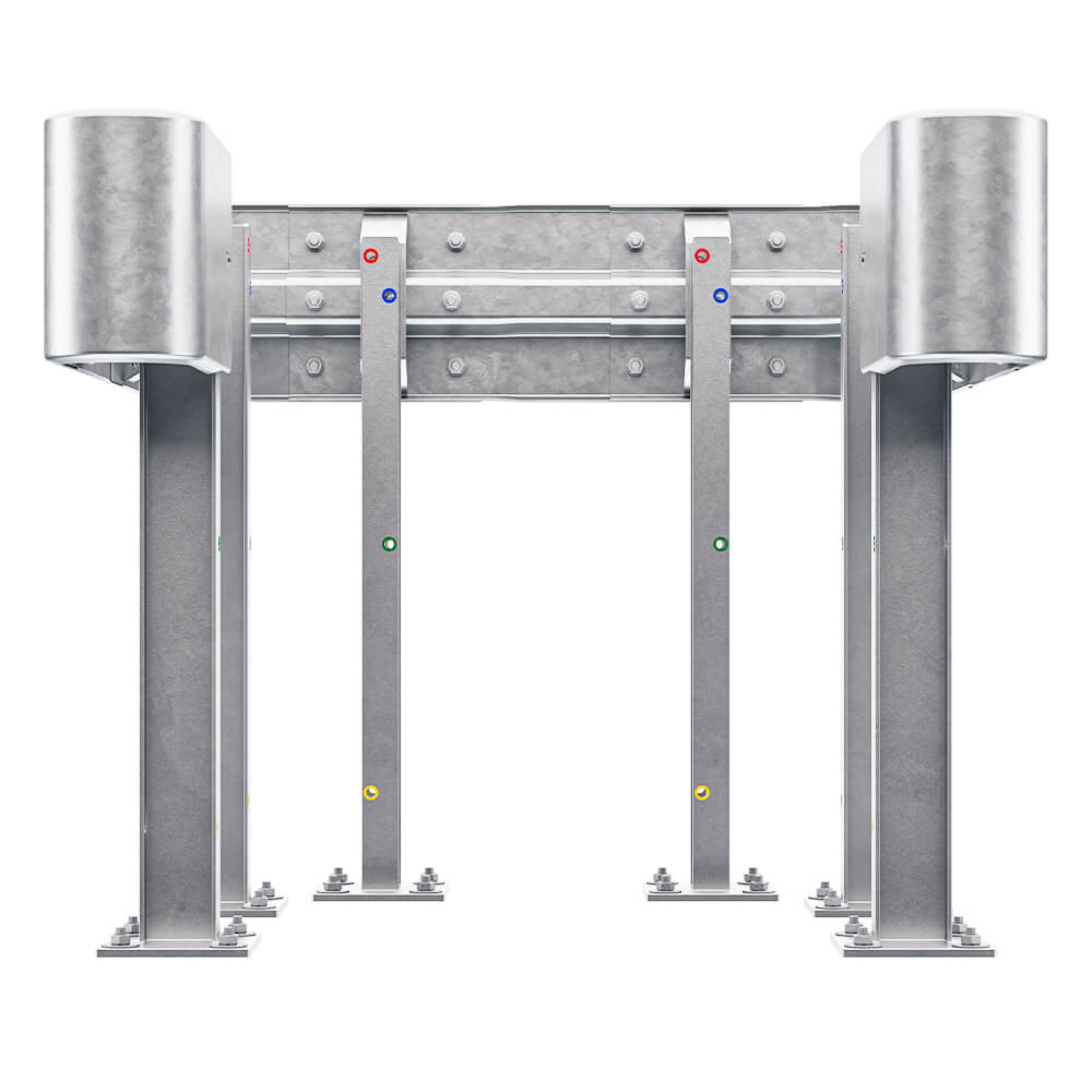 3-seitiger Säulenschutz-Komplett-Bausatz M100-1SP, außen 124x127cm, innen 75x101cm, Stahl, Profil B