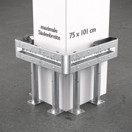 3-seitiger Säulenschutz-Komplett-Bausatz M100-1SP, außen 124x127cm, innen 75x101cm, Stahl, Profil B