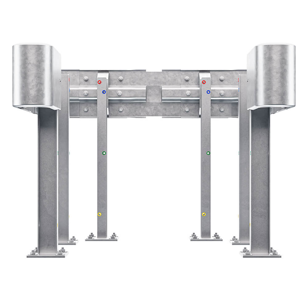 3-seitiger Säulenschutz-Komplett-Bausatz M100-1SP, außen 138x141cm, innen 88x115cm, Stahl, Profil B