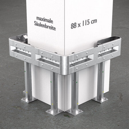 3-seitiger Säulenschutz-Komplett-Bausatz M100-1SP, außen 138x141cm, innen 88x115cm, Stahl, Profil B