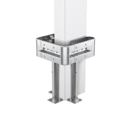3-seitiger Säulenschutz-Komplett-Bausatz M100-1SP, außen 74x77 cm, innen 25x51 cm, Stahl, Profil B
