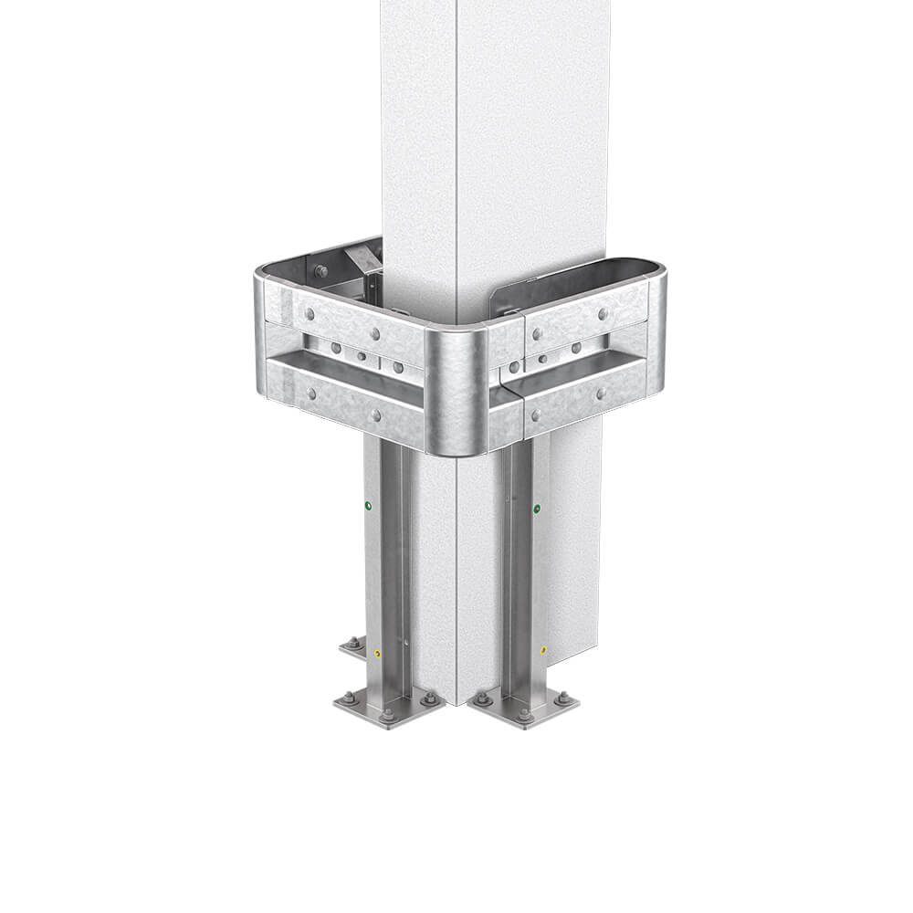 3-seitiger Säulenschutz-Komplett-Bausatz M100-1SP, außen 74x77 cm, innen 25x51 cm, Stahl, Profil B