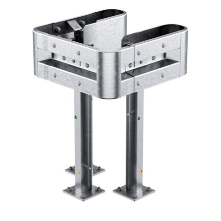 3-seitiger Säulenschutz-Komplett-Bausatz M100-1SP, außen 74x77 cm, innen 25x51 cm, Stahl, Profil B
