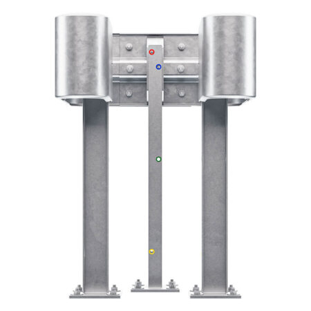 3-seitiger Säulenschutz-Komplett-Bausatz M100-1SP, außen 74x77 cm, innen 25x51 cm, Stahl, Profil B