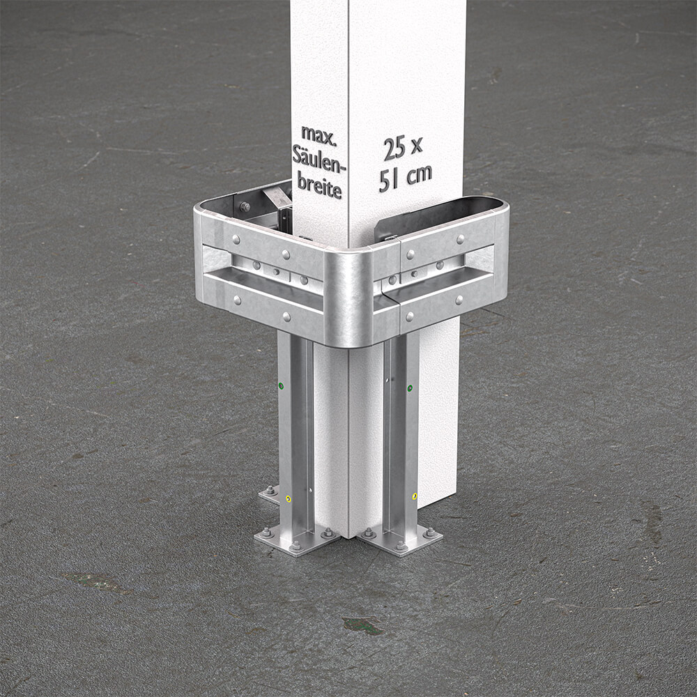 3-seitiger Säulenschutz-Komplett-Bausatz M100-1SP, außen 74x77 cm, innen 25x51 cm, Stahl, Profil B