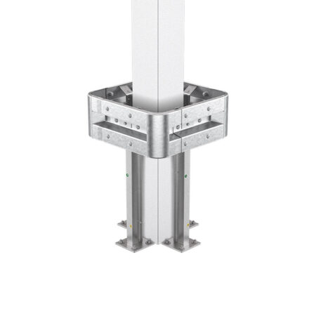 4-seitiger Säulenschutz-Komplett-Bausatz M100-1SP, außen 74 cm, innen 25 cm, Stahl, Profil B
