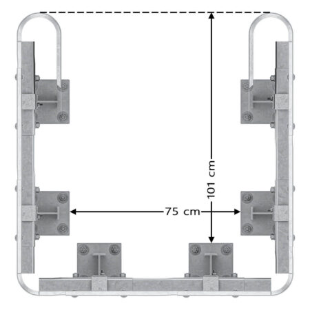 3-seitiger Säulenschutz-Komplett-Bausatz M100-1SP, außen 124x127cm, innen 75x101cm, Stahl, Profil B