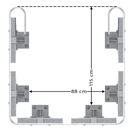 3-seitiger Säulenschutz-Komplett-Bausatz M100-1SP, außen 138x141cm, innen 88x115cm, Stahl, Profil B