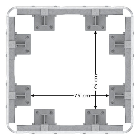 4-seitiger Säulenschutz-Komplett-Bausatz M100-1SP, außen 124 cm, innen 75 cm, Stahl, Profil B