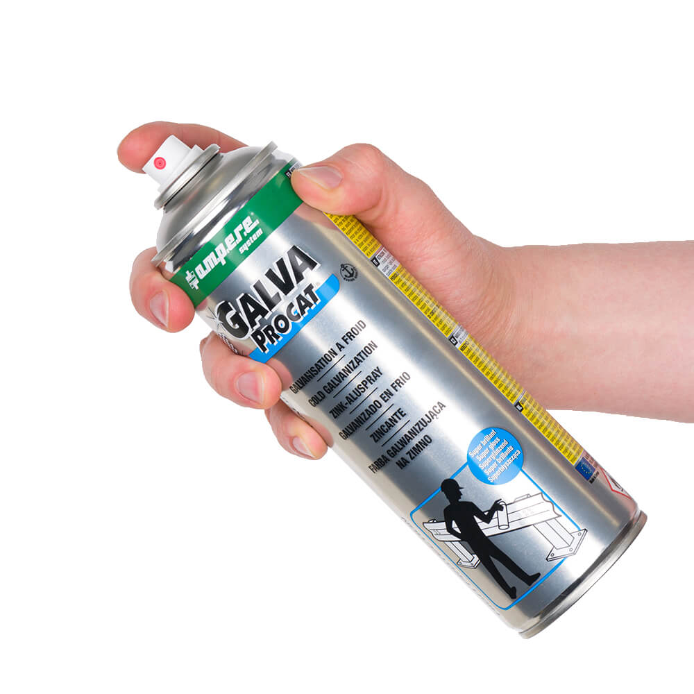 12 x A.M.P.E.R.E. Zinkspray GALVA PROCAT® Superglänzend, 500 ml Spraydose