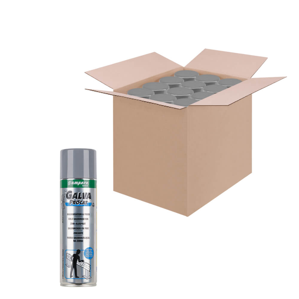 12 x A.M.P.E.R.E. Zinkspray GALVA PROCAT® Superglänzend, 500 ml Spraydose